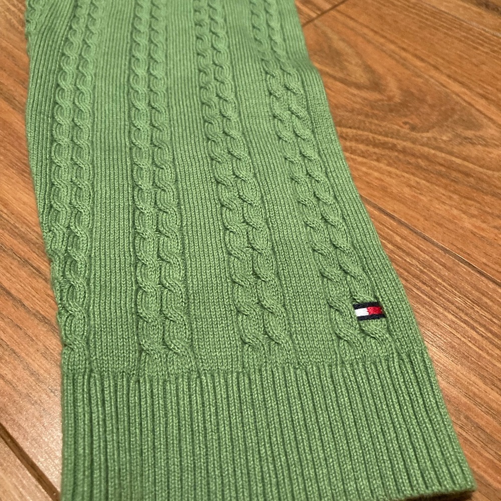 Tommy Hilfiger Women’s Kelly Green Sweater XL Like New V-Neck Cableknit - Picture 6 of 7
